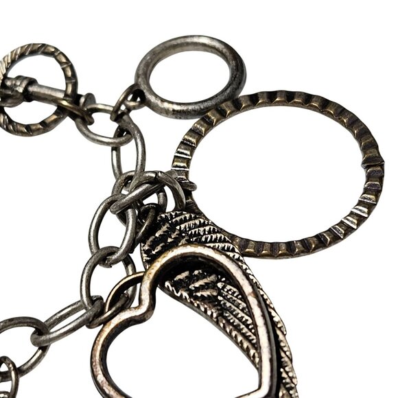 Vintage Silver Tone Charm Bracelet Peace Heart Wing Charms Fashion Jewelry Women - Picture 4 of 6
